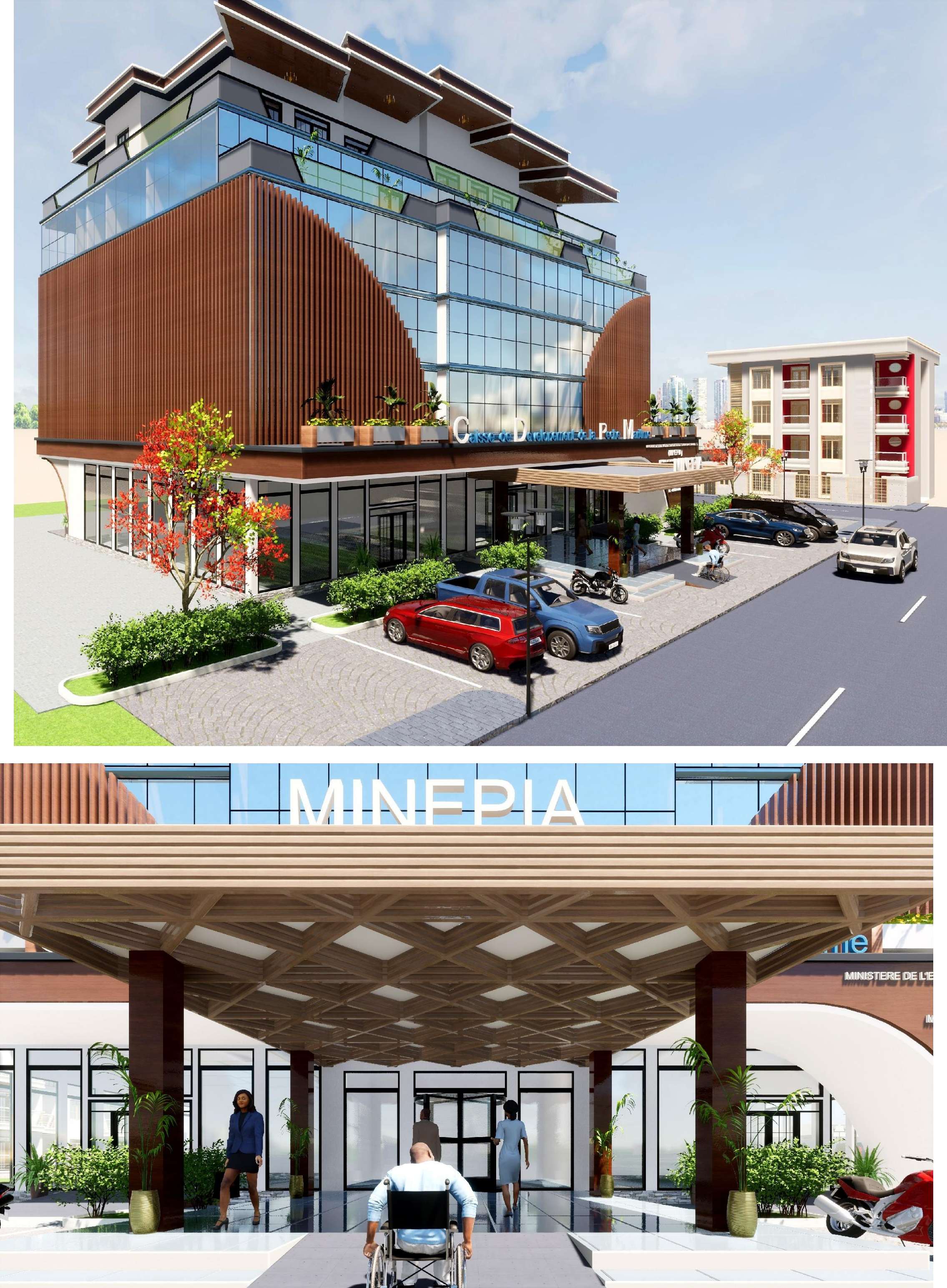 CDPM R+5 building architectural render — entrance perspective