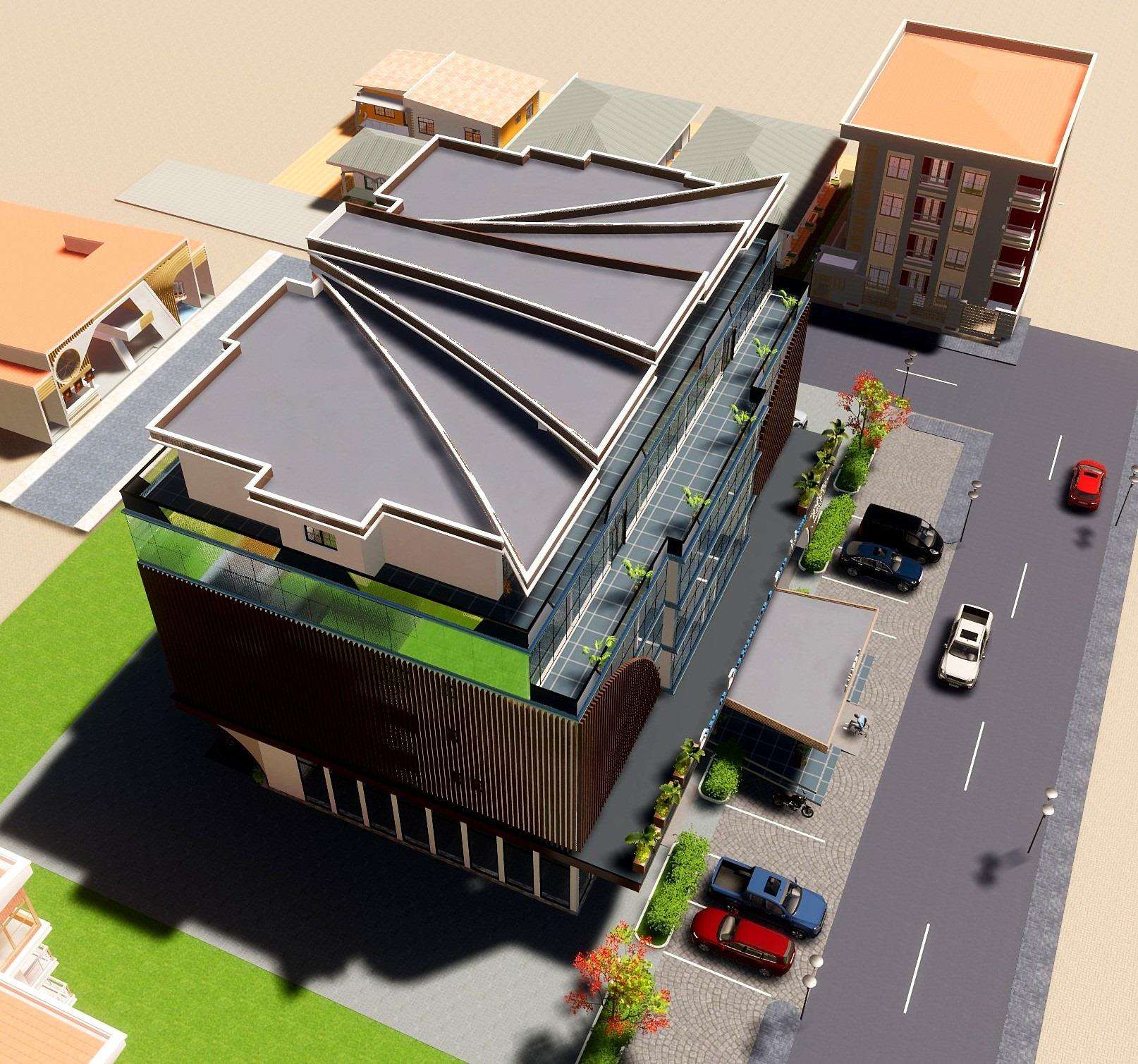 CDPM R+5 building architectural render — side elevation