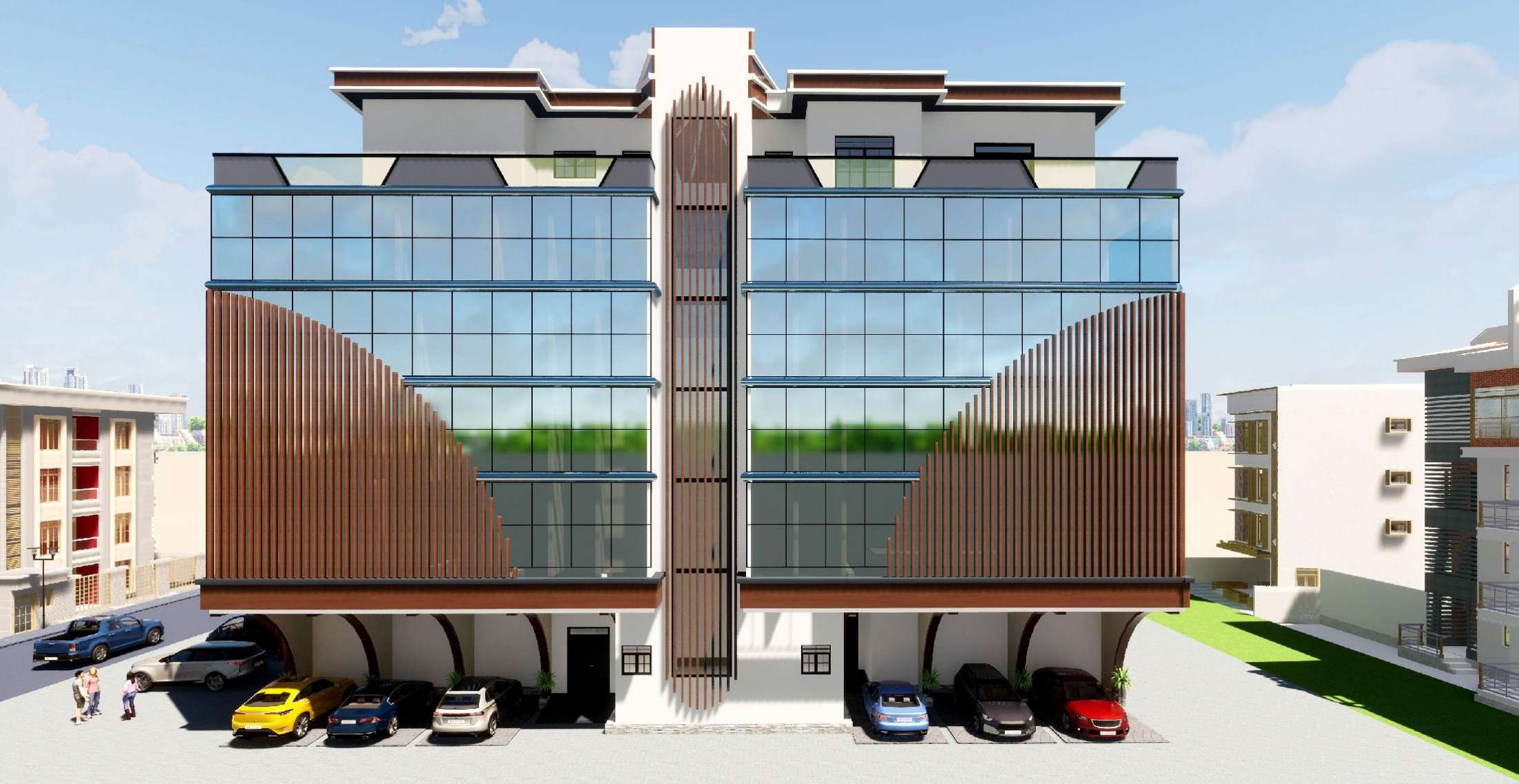 CDPM R+5 building architectural render — interior layout