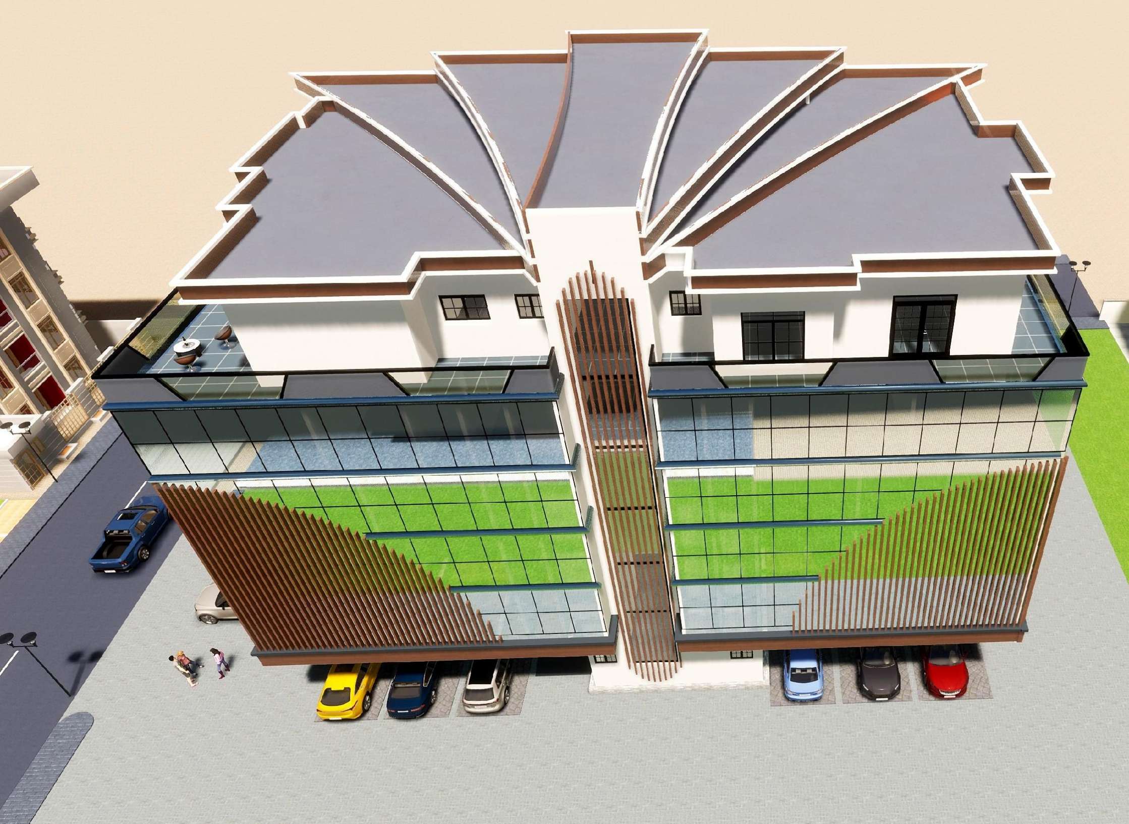 CDPM R+5 building architectural maquette — top view